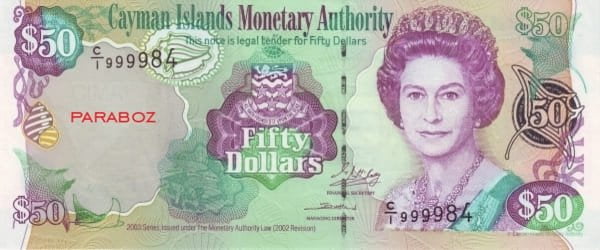 Cayman Adaları 50 KYD ön yüz