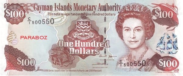 Cayman Adaları 100 KYD ön yüz