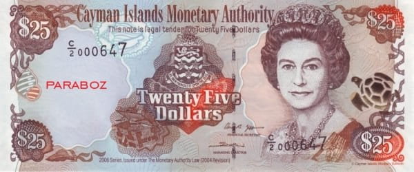 Cayman Adaları 25 KYD ön yüz