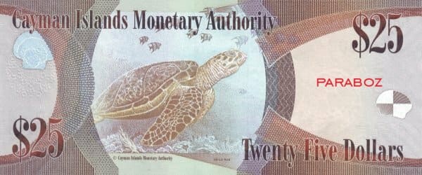 Cayman Adaları 25 KYD arka yüz