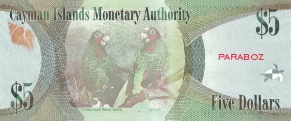 Cayman Adaları 5 KYD arka yüz