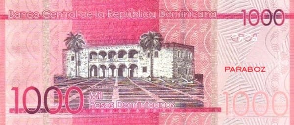 Dominik Cumhuriyeti 1.000 DOP arka yüz