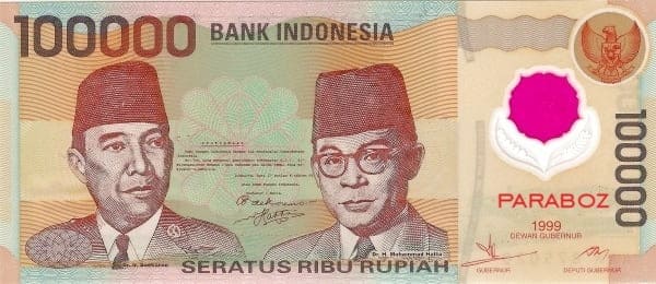 Endonezya 100.000 IDR ön yüz