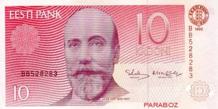 Estonya Krooni 10 EEK ön yüz
