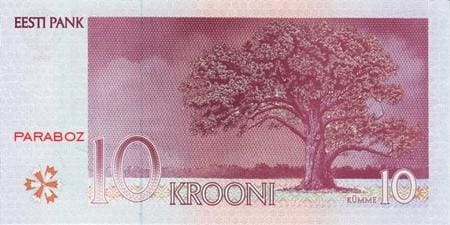 Estonya Krooni 10 EEK arka yüz