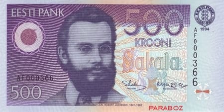 Estonya Krooni 500 EEK ön yüz