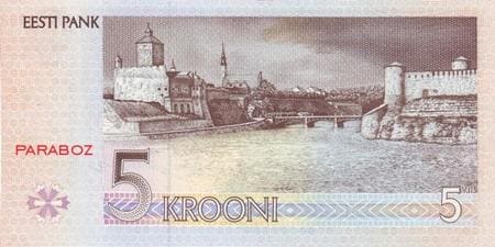 Estonya Krooni 5 EEK arka yüz