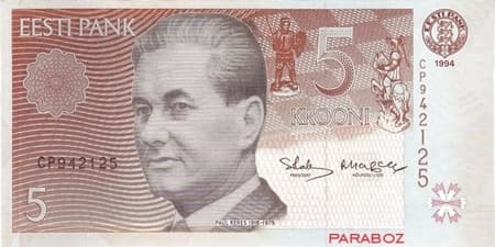 Estonya Krooni 5 EEK ön yüz