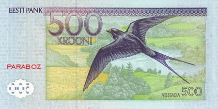 Estonya Krooni 500 EEK arka yüz