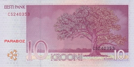 Estonya Krooni 10 EEK arka yüz