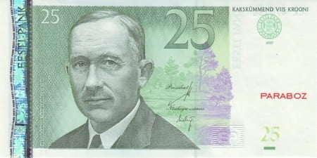 Estonya Krooni 25 EEK ön yüz