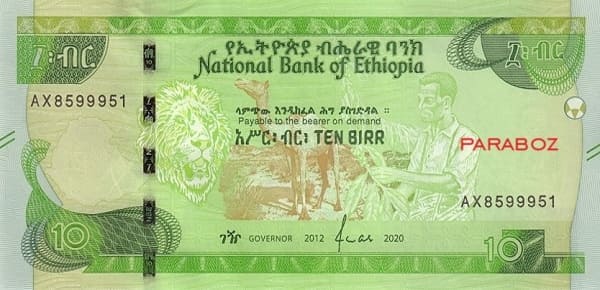 Etiyopya 10 ETB ön yüz