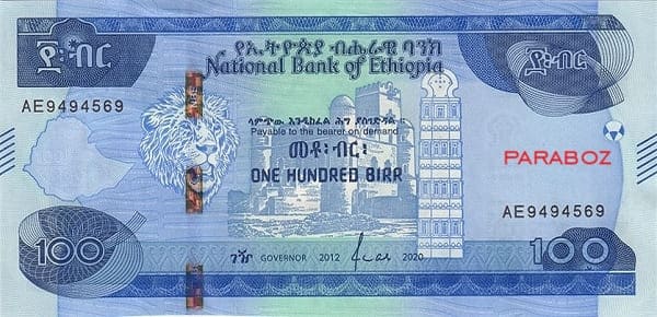 Etiyopya 100 ETB ön yüz