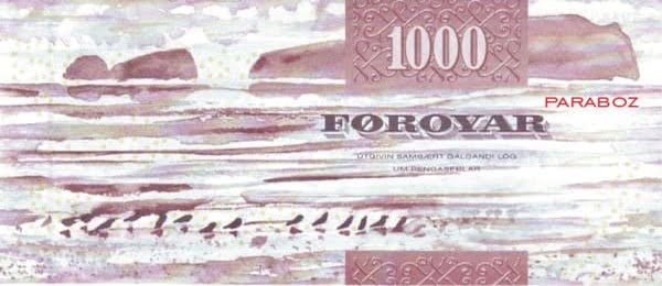 Faroe Adaları 1.000 FOK arka yüz