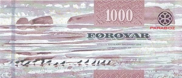 Faroe Adaları 1.000 FOK arka yüz