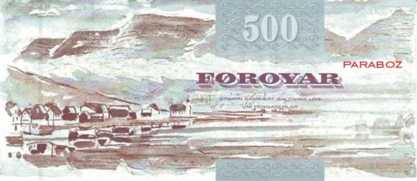 Faroe Adaları 500 FOK arka yüz