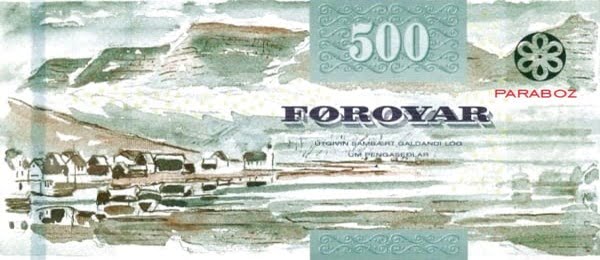 Faroe Adaları 500 FOK arka yüz