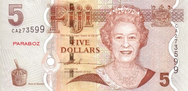 Fiji 5 FJD ön yüz