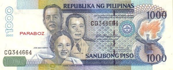Filipinler 1.000 PHP ön yüz