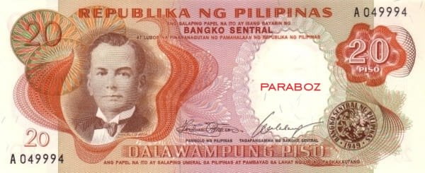Filipinler 20 PHP ön yüz