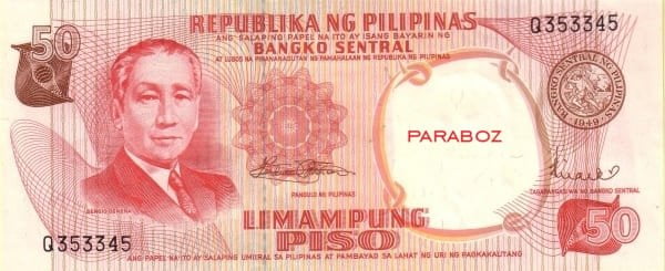 Filipinler 50 PHP ön yüz