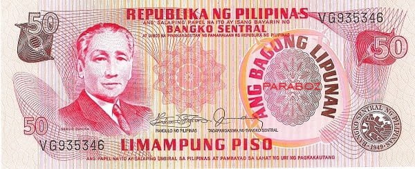 Filipinler 50 PHP ön yüz