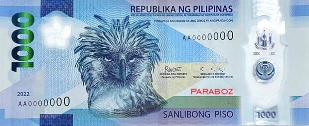 Filipinler 1.000 PHP ön yüz