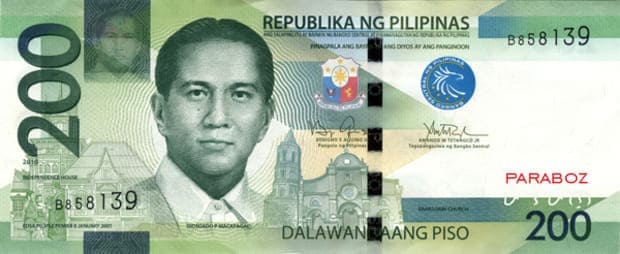 Filipinler 200 PHP ön yüz