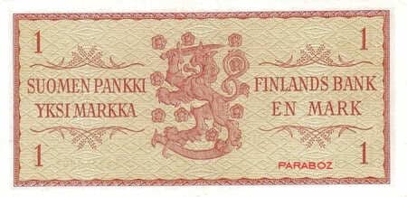 Finlandiya Markkası 1 FIM arka yüz