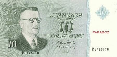 Finlandiya Markkası 10 FIM ön yüz