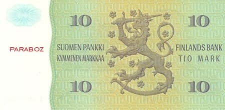 Finlandiya Markkası 10 FIM arka yüz