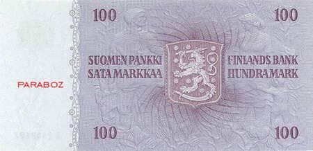 Finlandiya Markkası 100 FIM arka yüz