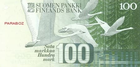 Finlandiya Markkası 100 FIM arka yüz