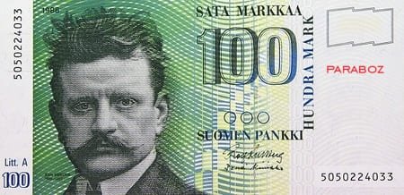 Finlandiya Markkası 100 FIM ön yüz