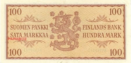 Finlandiya Markkası 100 FIM arka yüz