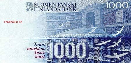 Finlandiya Markkası 1.000 FIM arka yüz