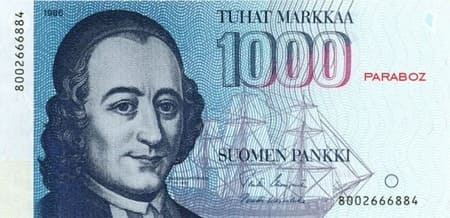 Finlandiya Markkası 1.000 FIM ön yüz