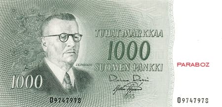 Finlandiya Markkası 1.000 FIM ön yüz