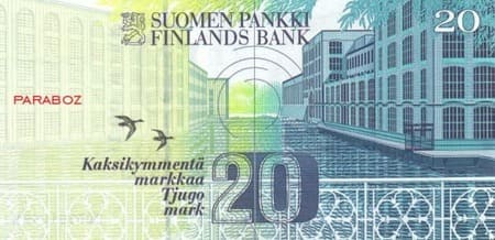 Finlandiya Markkası 20 FIM arka yüz