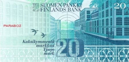 Finlandiya Markkası 20 FIM arka yüz