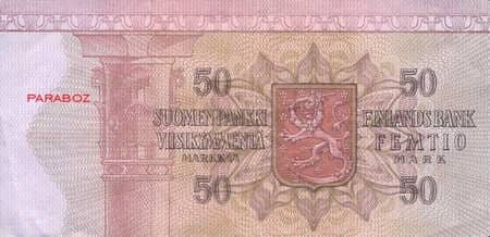 Finlandiya Markkası 50 FIM arka yüz