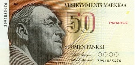 Finlandiya Markkası 50 FIM ön yüz
