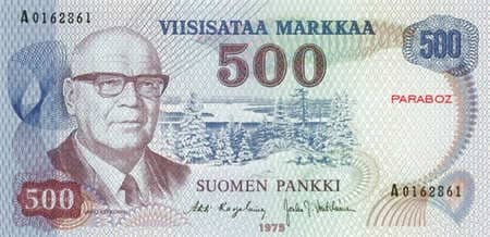 Finlandiya Markkası 500 FIM ön yüz