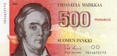 Finlandiya Markkası 500 FIM ön yüz