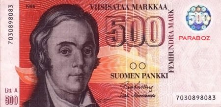 Finlandiya Markkası 500 FIM ön yüz