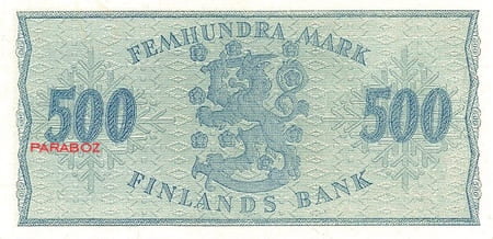 Finlandiya Markkası 500 FIM arka yüz