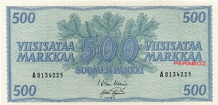 Finlandiya Markkası 500 FIM ön yüz