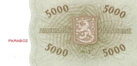 Finlandiya Markkası 5.000 FIM arka yüz
