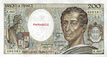 Fransız Frangı 200 FRF ön yüz