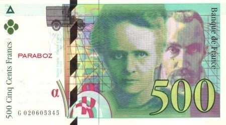 Fransız Frangı 500 FRF ön yüz